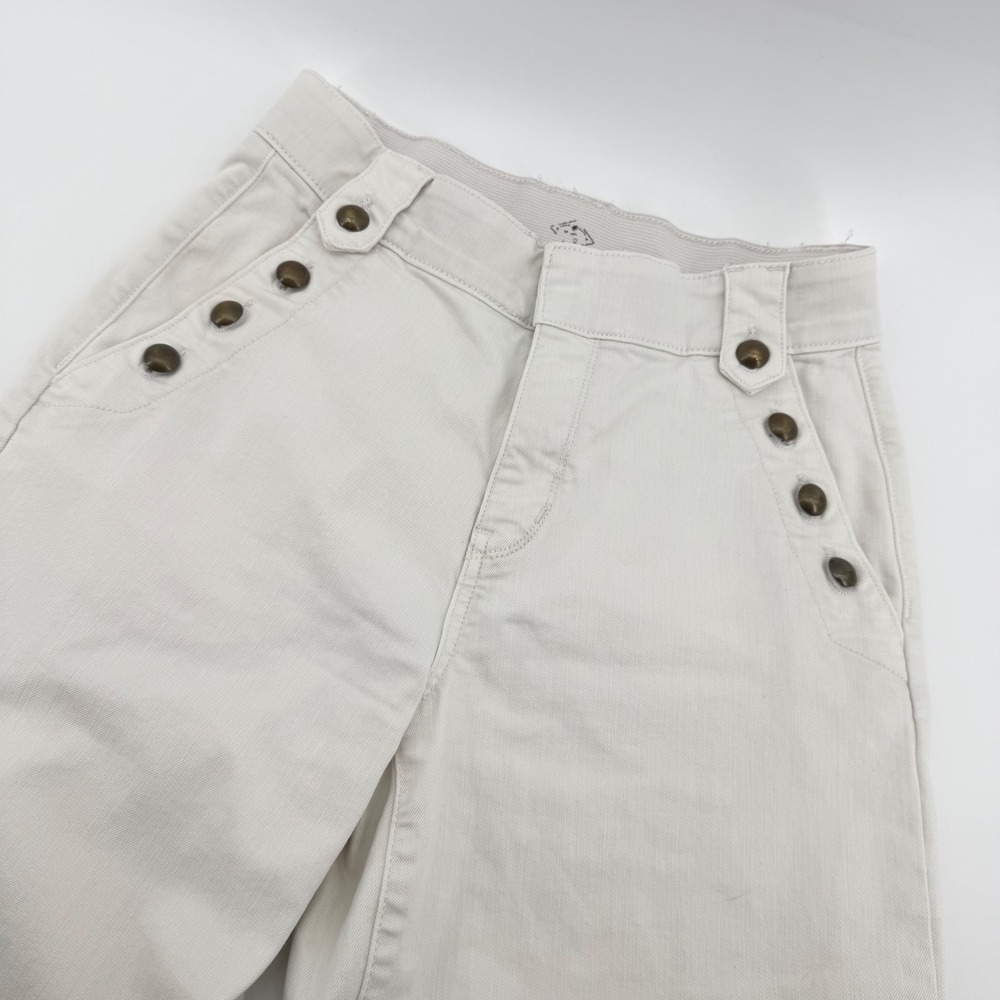 St. John's Bay Wide Leg Pants Womens 4 white Sailor Button High Rise Nautical